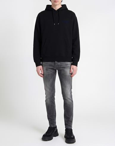 Man Sweatshirt Black Size L Cotton, Elastane