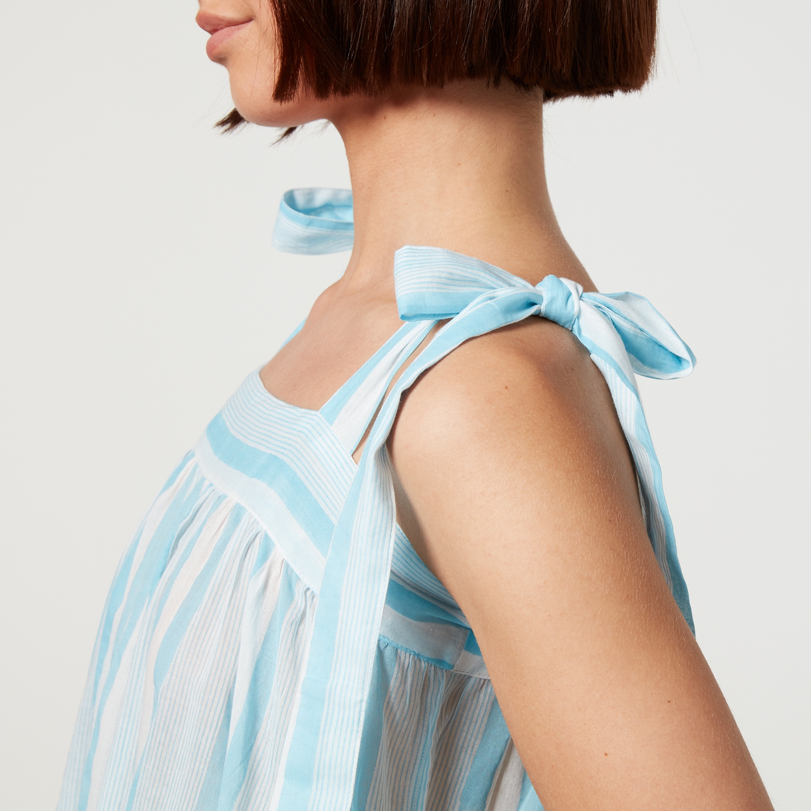 SZ Blockprints Winslow Striped Cotton-Gauze Midi Dress - L