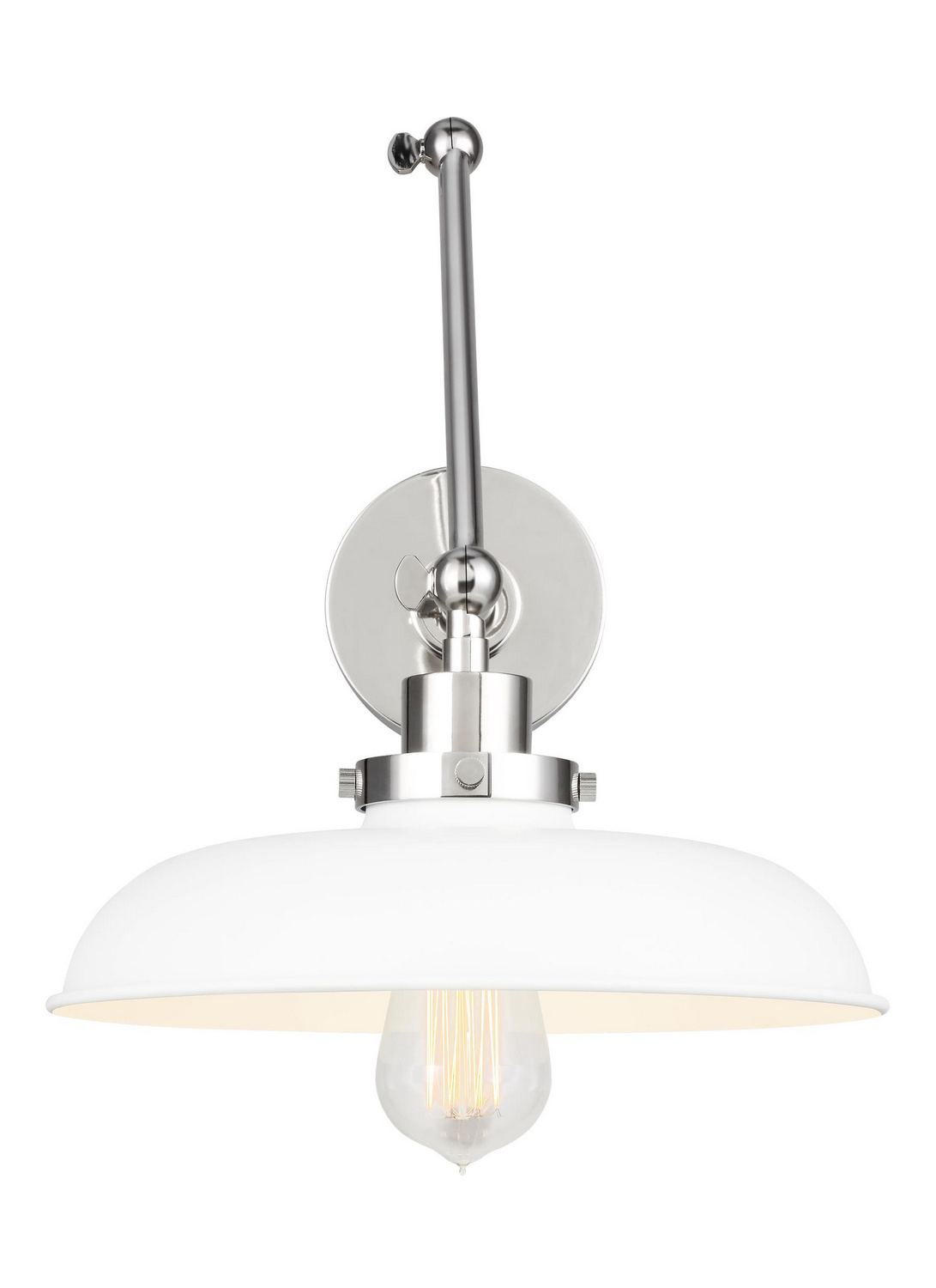 Visual Comfort Studio Wellfleet Wall Sconce in Matte White And Polished Nickel by Chapman & Myer