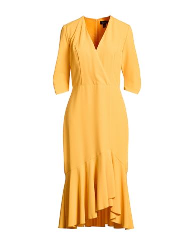 Woman Midi dress Yellow Size 8 Polyester, Elastane