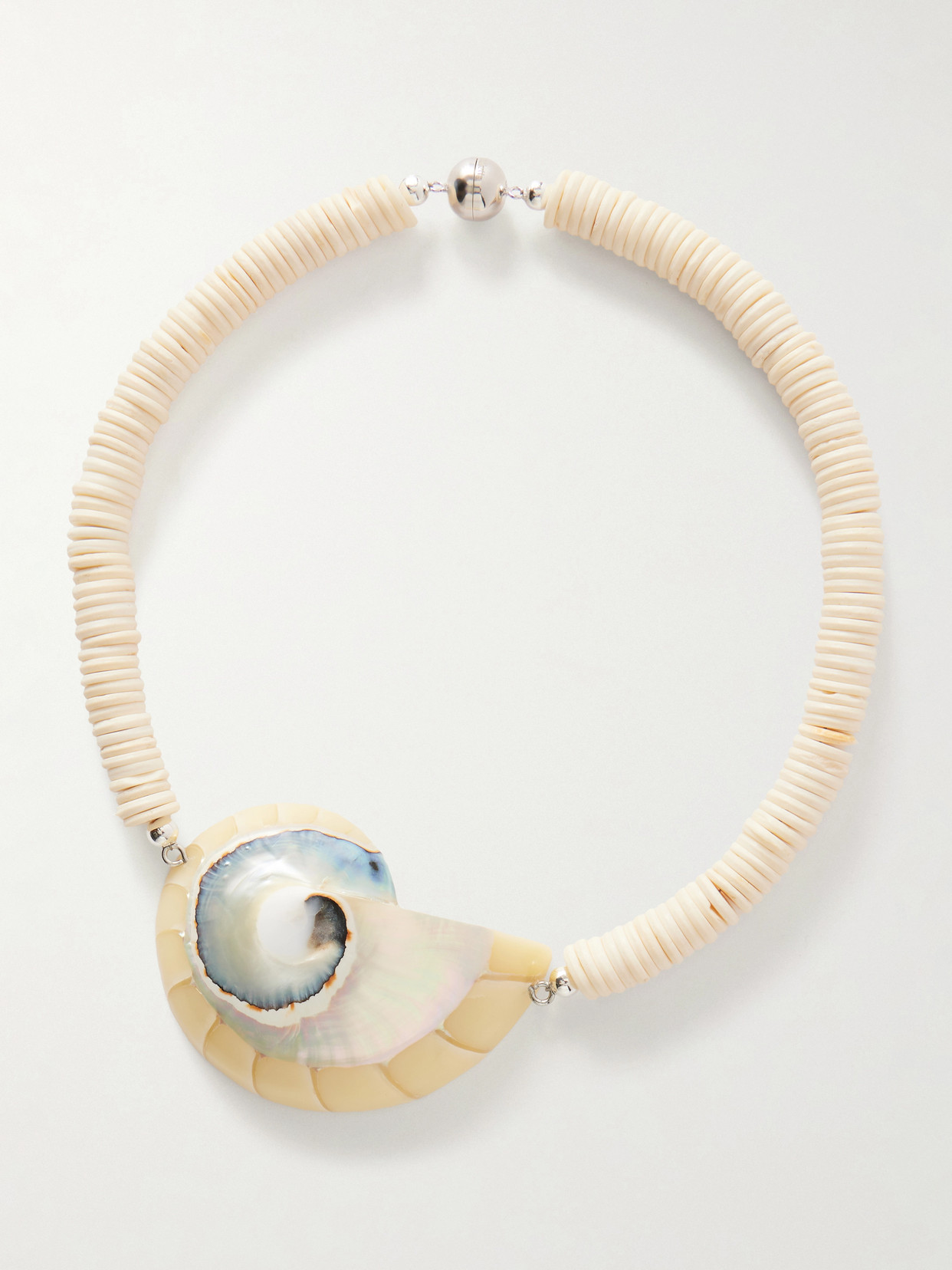 Odessa Silver-tone Shell Beaded Necklace - Ivory