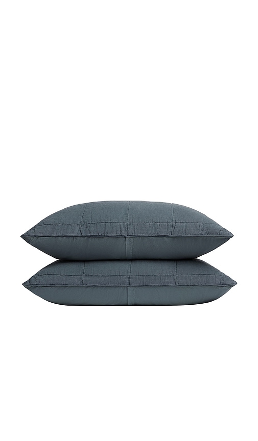 Parachute Linen Box Quilted Sham Set in Navy. -  STANDARD also in