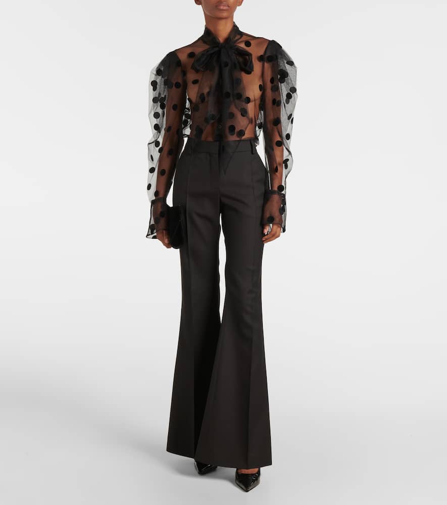 Wool gabardine flared pants