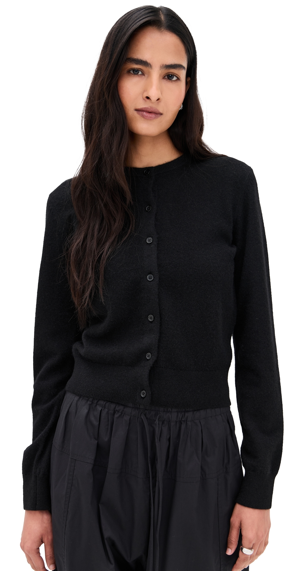 Cashmere Crew Neck Cardigan Black