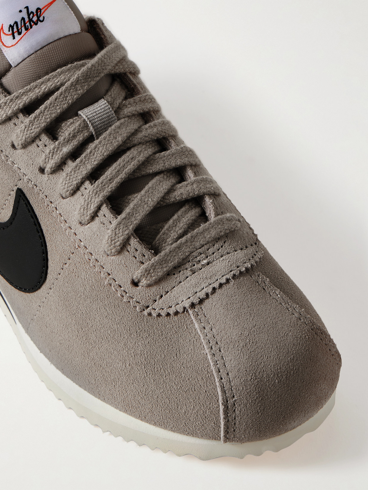 Cortez Leather And Shell-trimmed Suede Sneakers - Gray