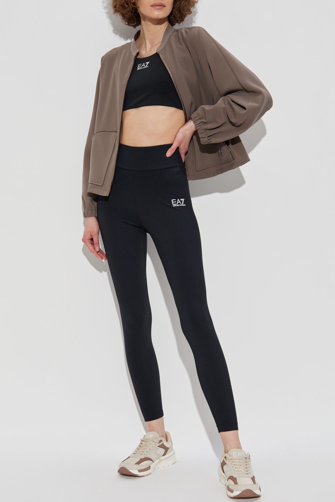 Jacket With Embroidered Logo, Women's, Brown