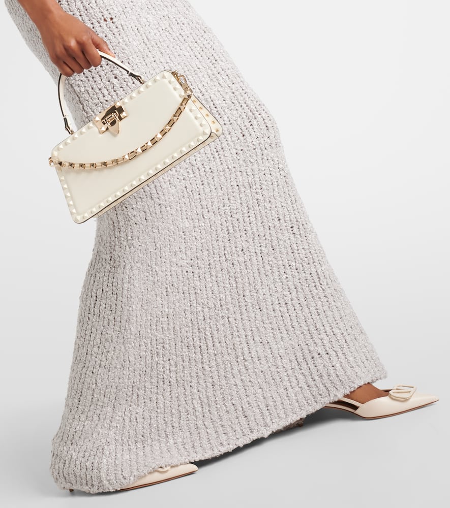 Turtleneck silk bouclé maxi dress