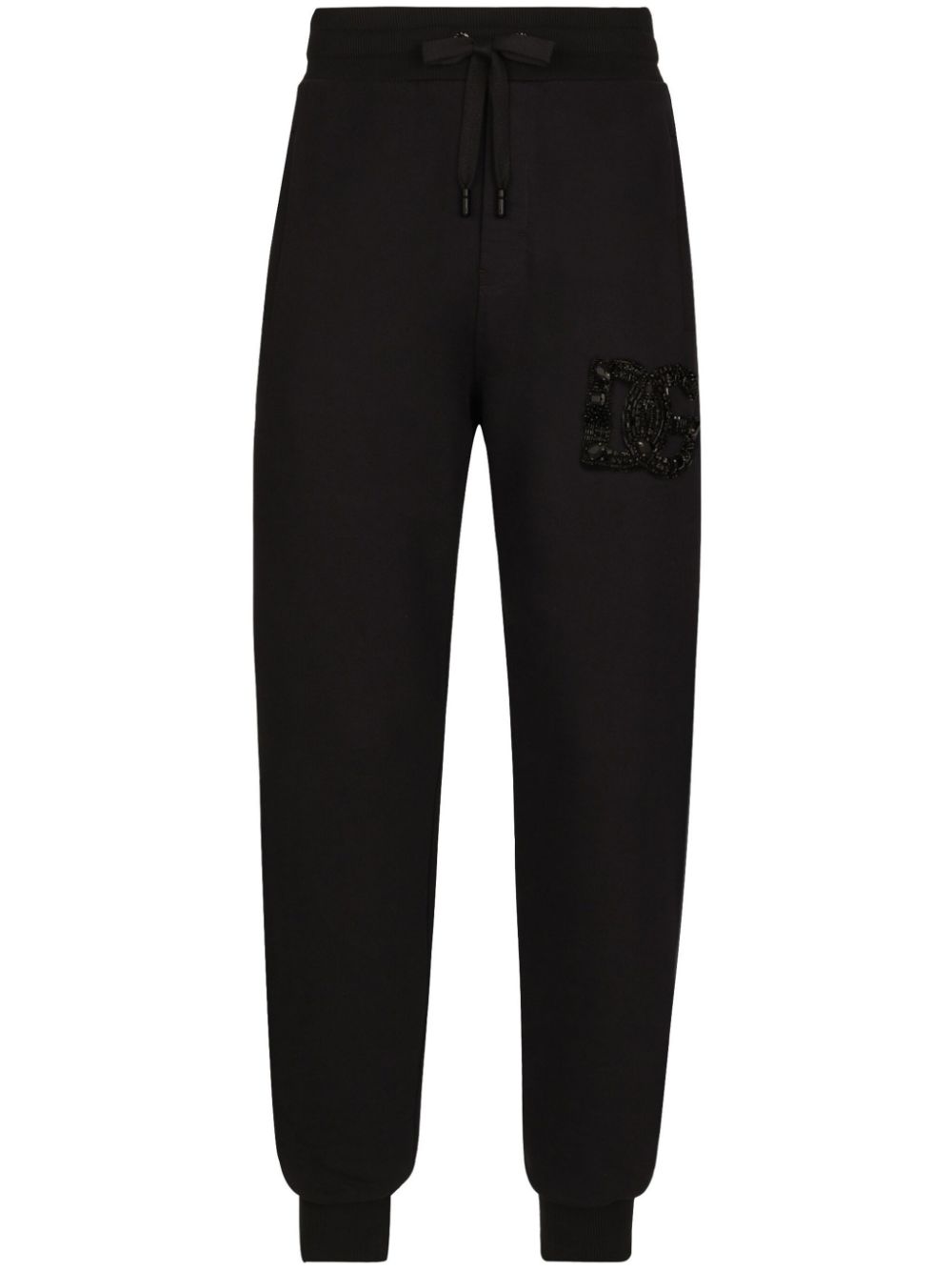 Crystal-embellished cotton track pants - Black