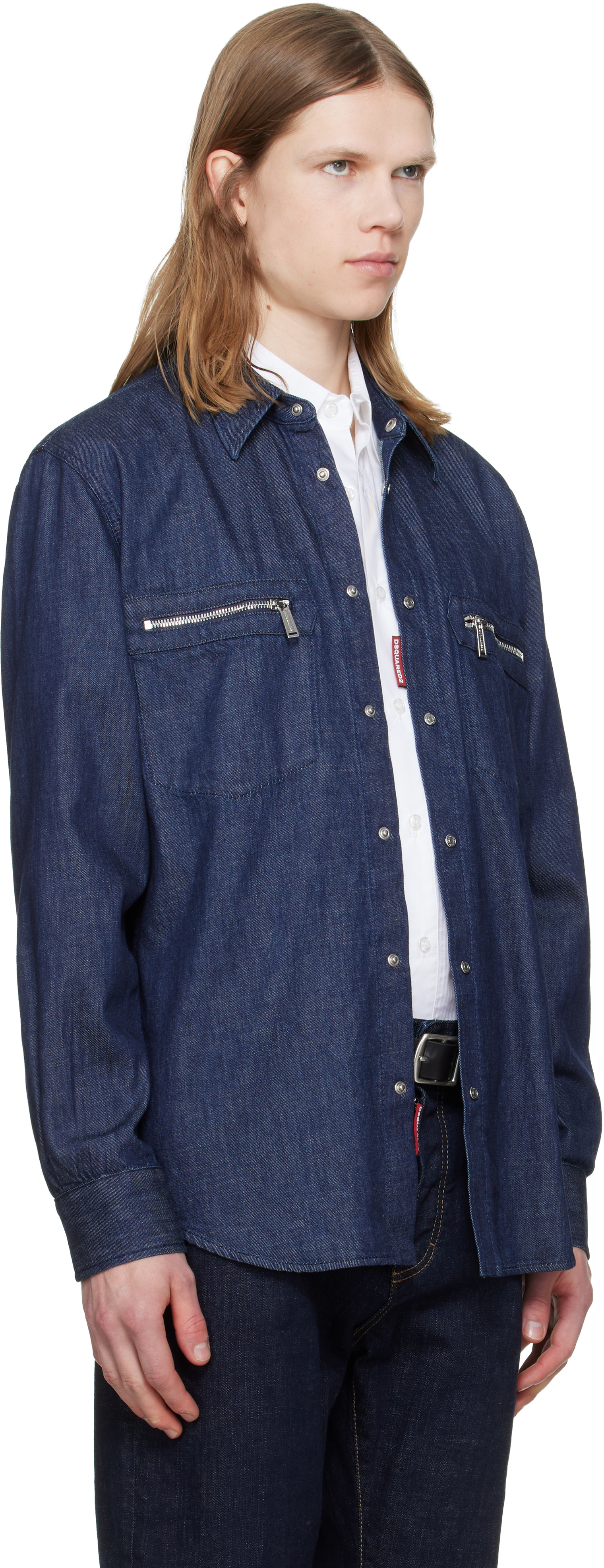 Blue Wet & Dry Wash Denim Biker Shirt