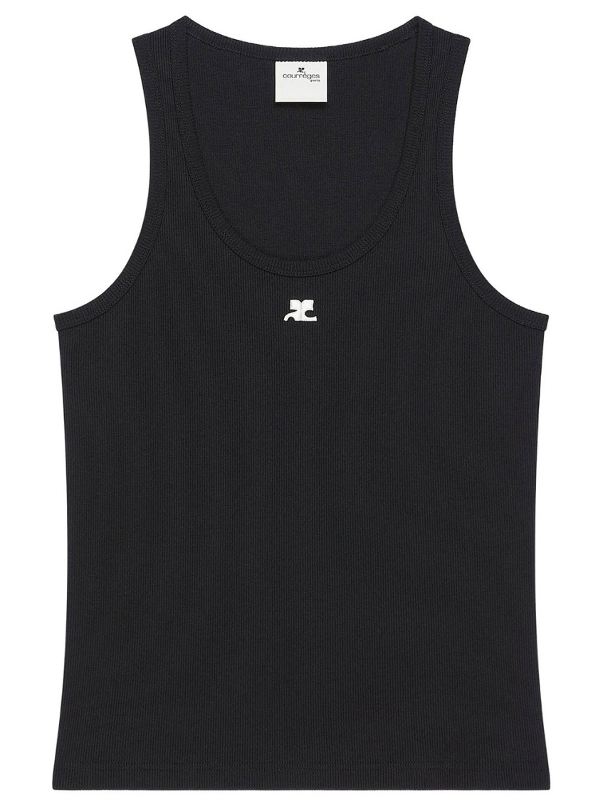Black Knitted Scoop Neck Top