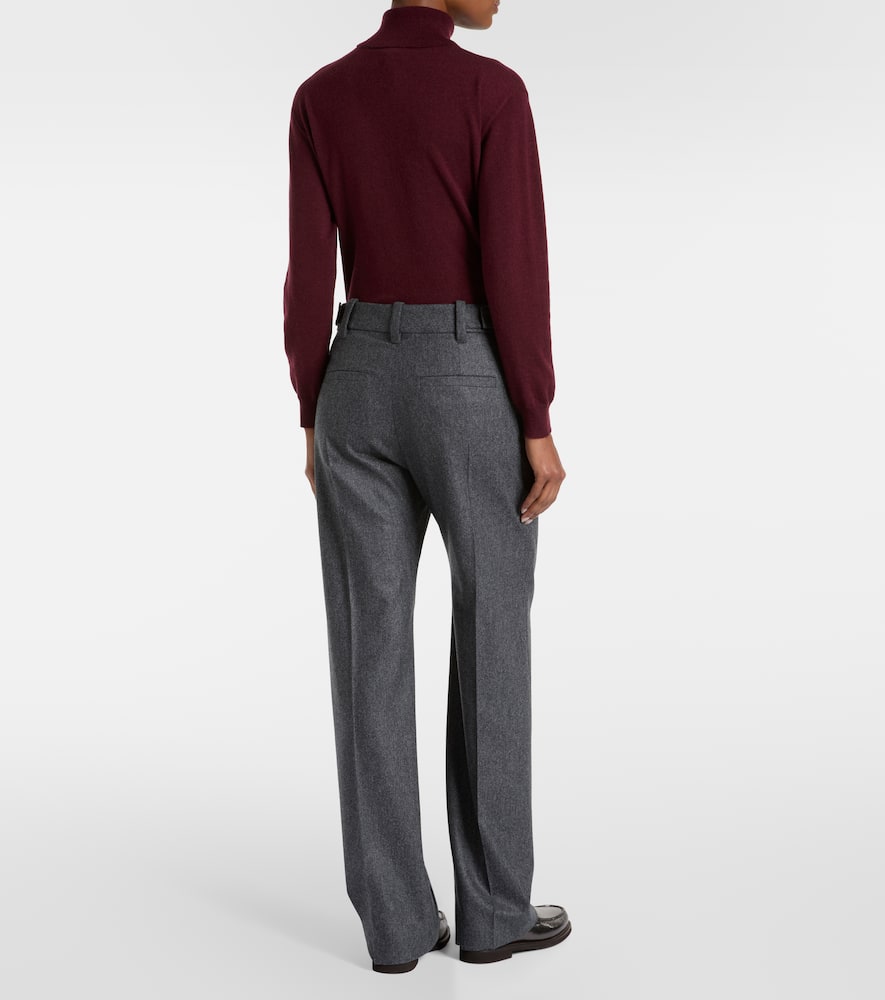 Pleated virgin wool straight pants