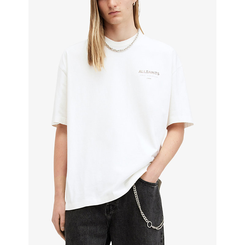 Mens Ashen White Underground Camo Brand-print Cotton-jersey T-shirt
