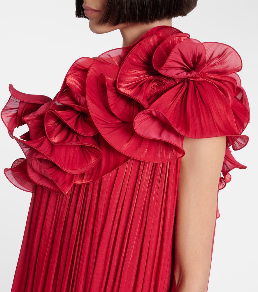 Charmain ruffled georgette lamé gown