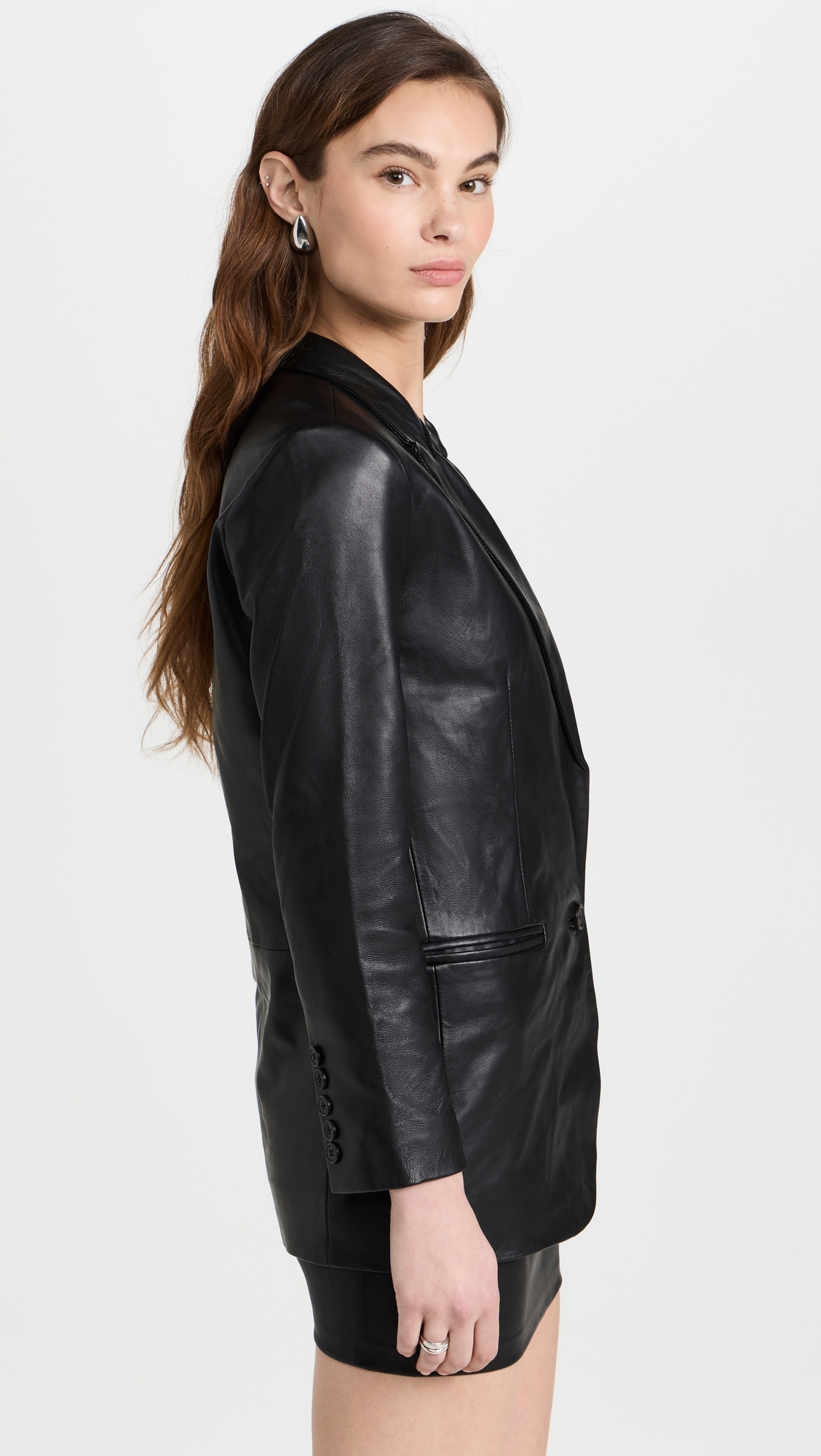 Leather Blazer Black