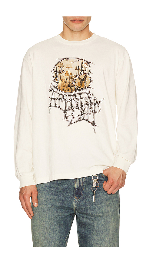 Afield Out Garden Long Sleeve Tee in White. S. Also in M, L, XL/1X