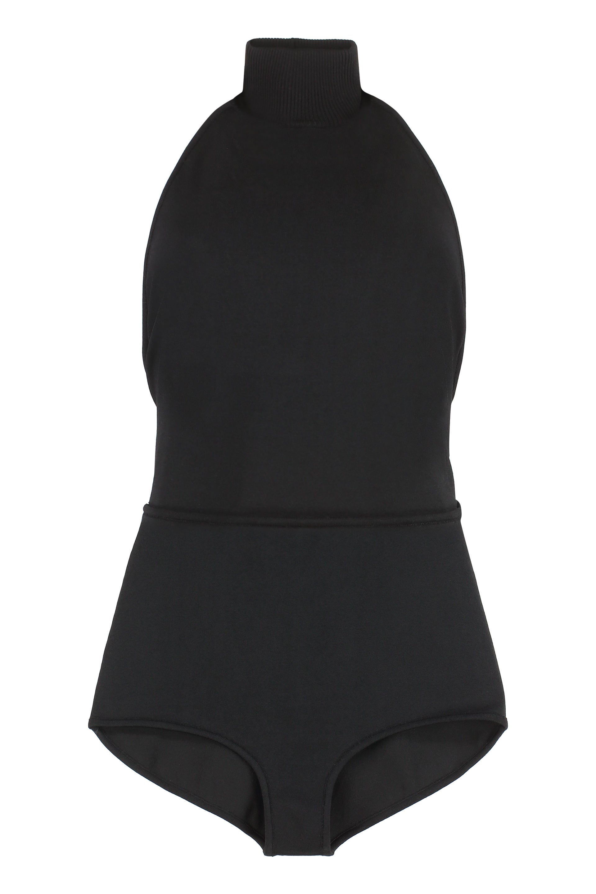 Apogeo Stand Collar Open-Back Knit Bodysuit
