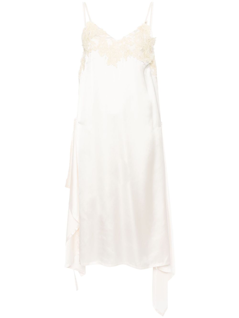 Floral-lace satin slip dress - Neutrals