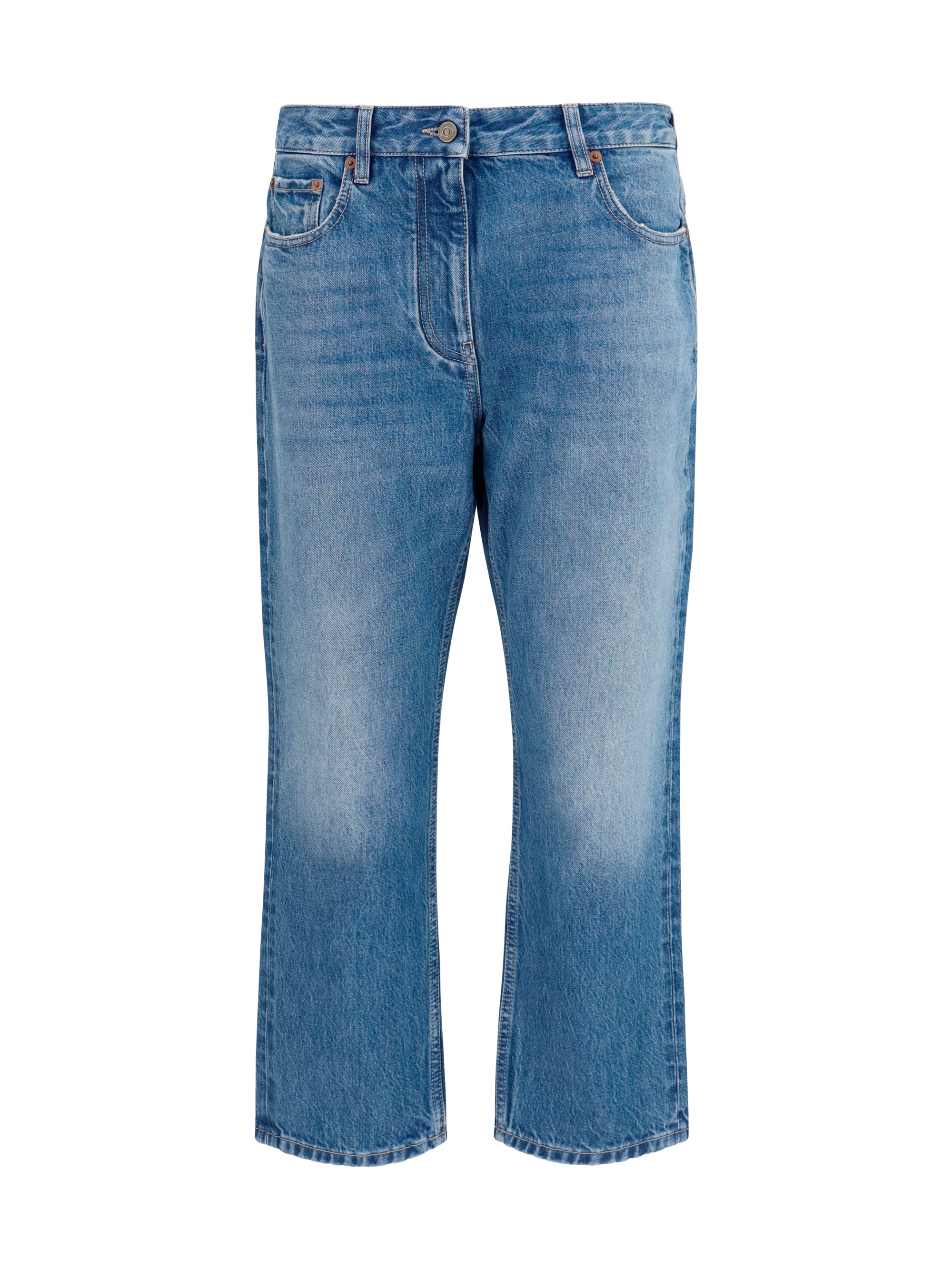 Straight-Leg Denim Jeans — Blue