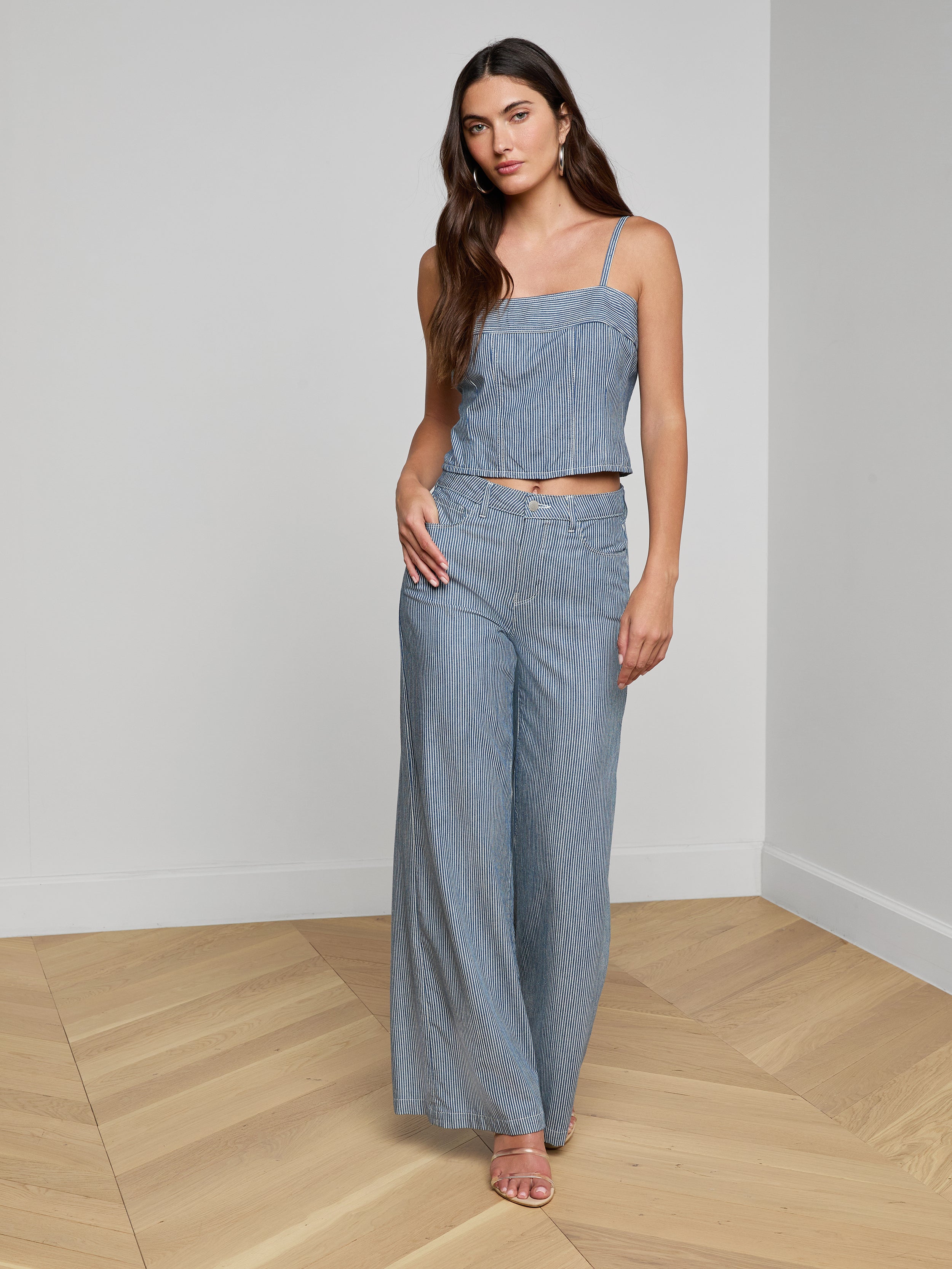 Arlin Tank Top In Azure Blue Stripe