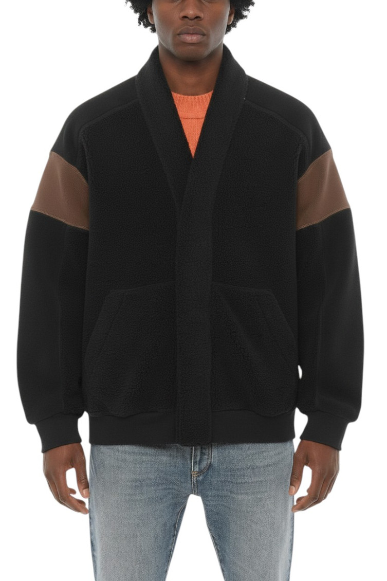Contrast-panel bomber jacket