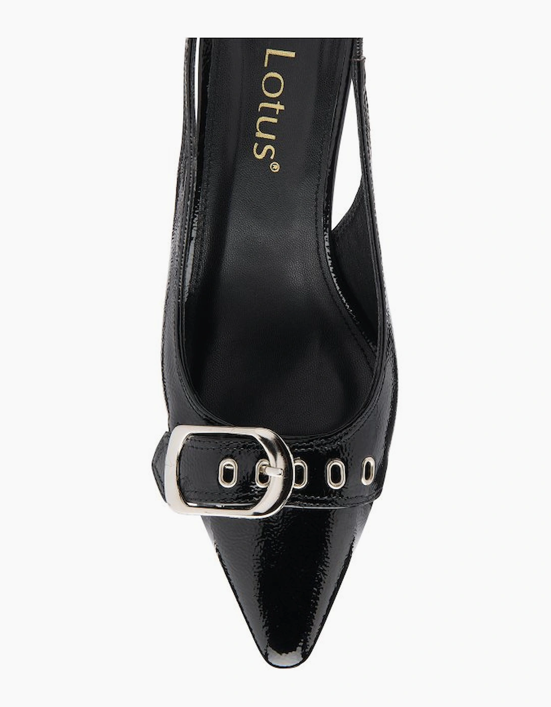 Lotus Women's Rida Womens Slingback Court Shoes - Black Patent Synth