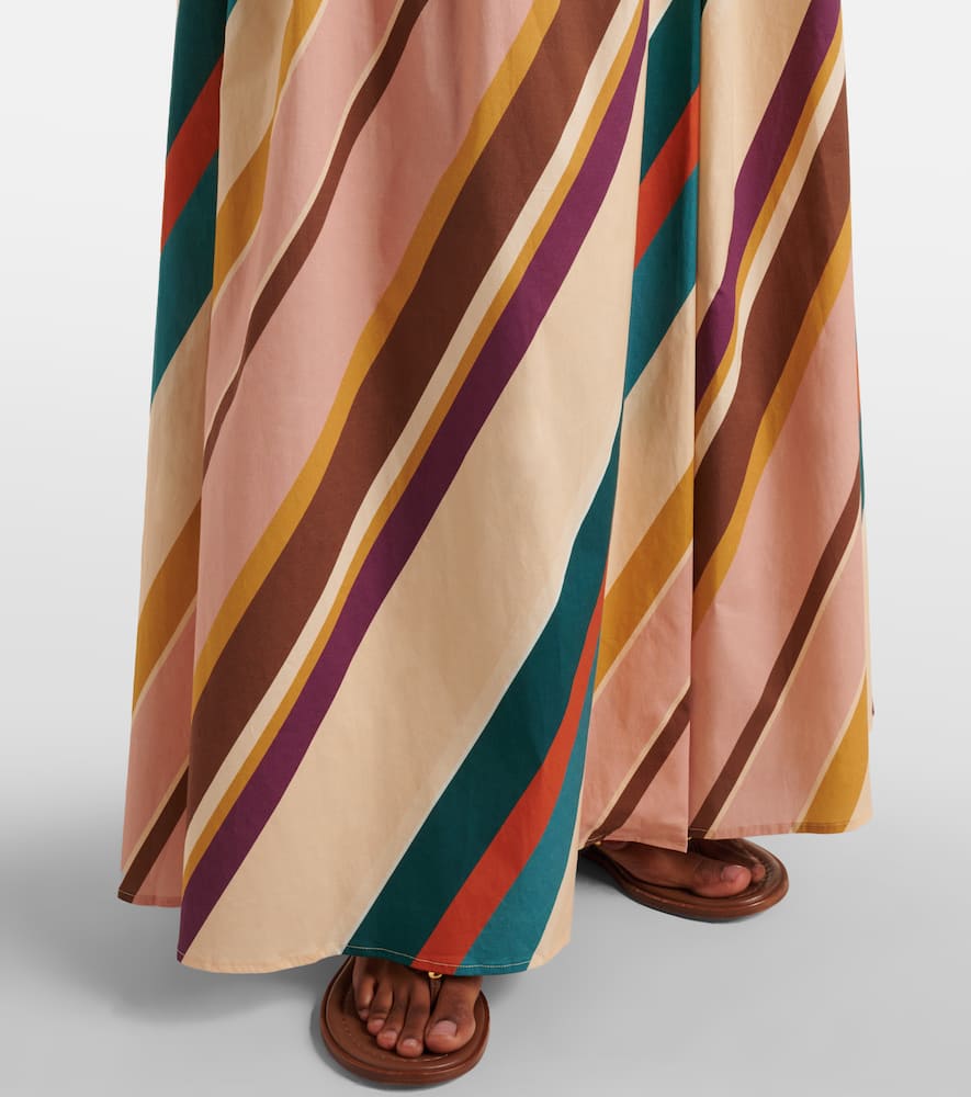 Striped cotton-blend maxi skirt