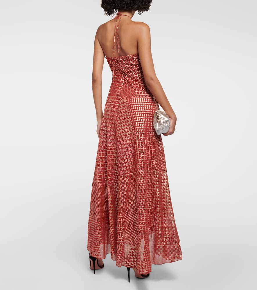 Rixo Samira printed halterneck gown
