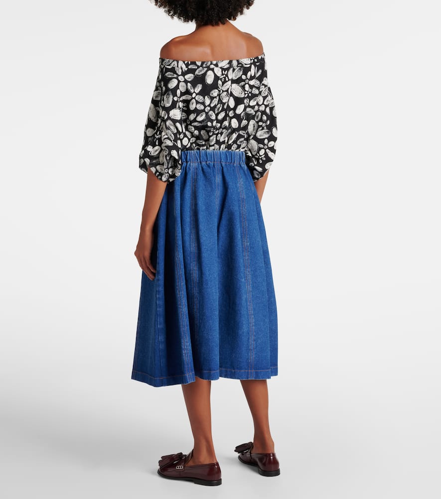 Denim midi skirt