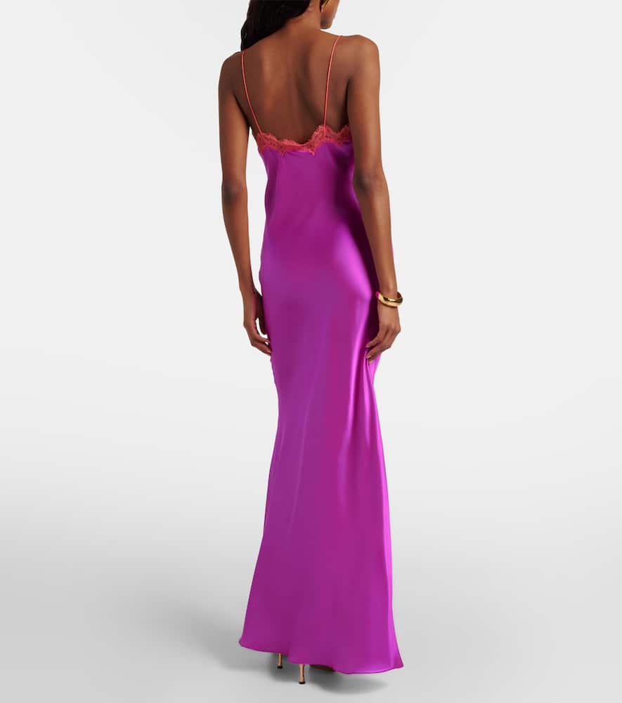 Lace-trimmed silk slip dress
