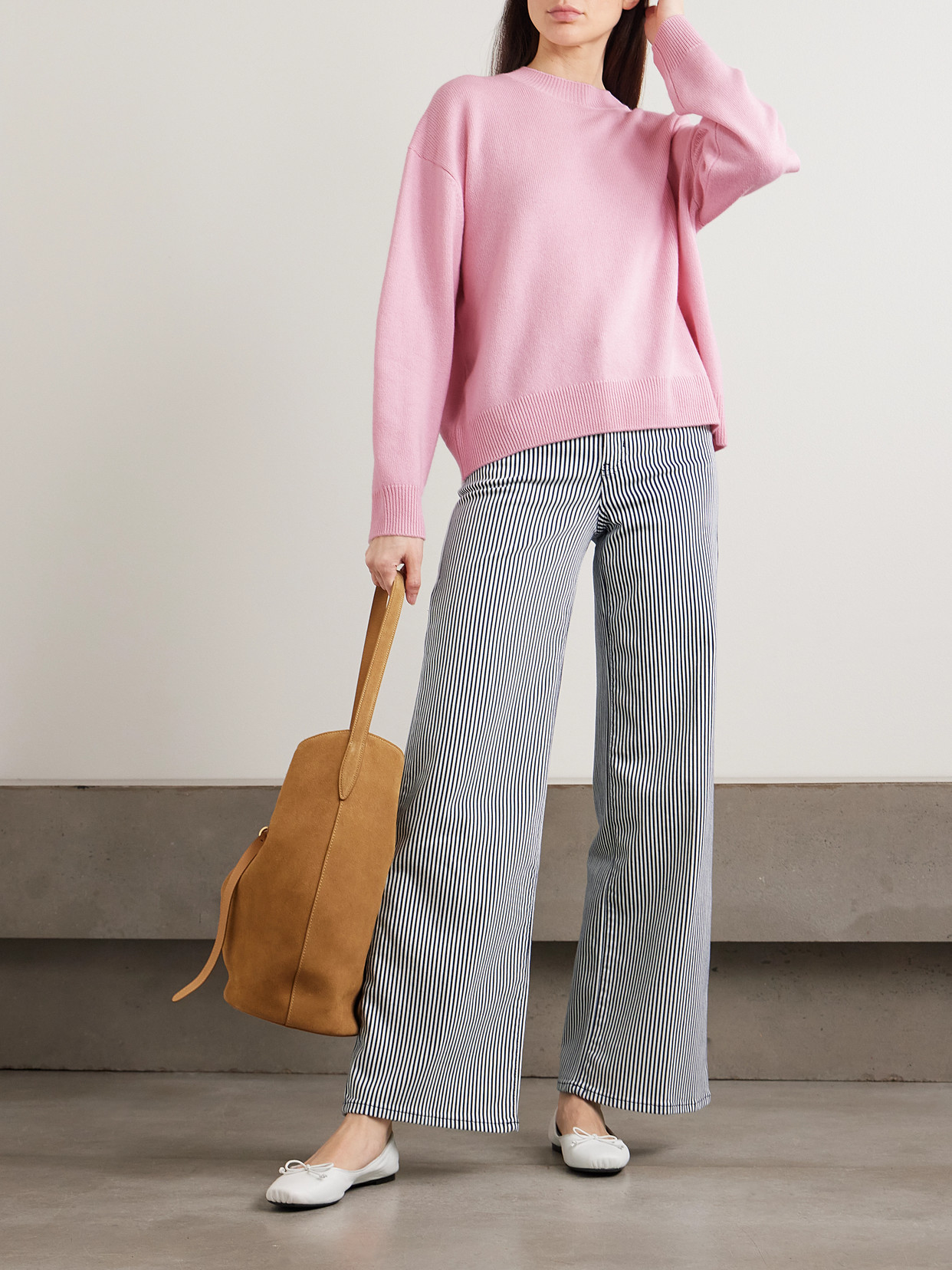 Le Slim Palazzo Striped Mid-rise Straight-leg Jeans - Blue
