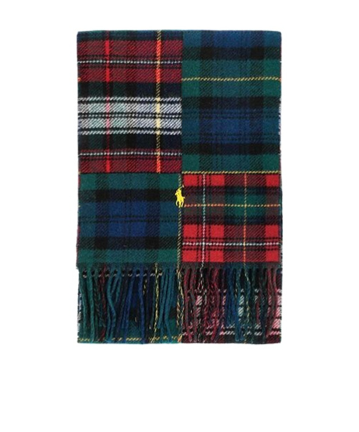 Pony patchwork plaid tassel scarf