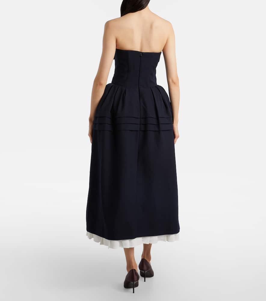 Bow-detail wool and silk midi dress