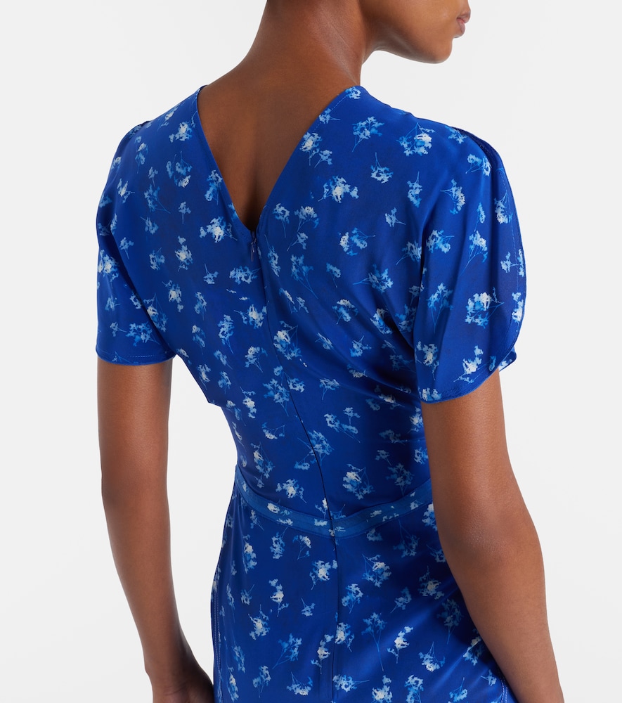 Bela floral gathered silk midi dress