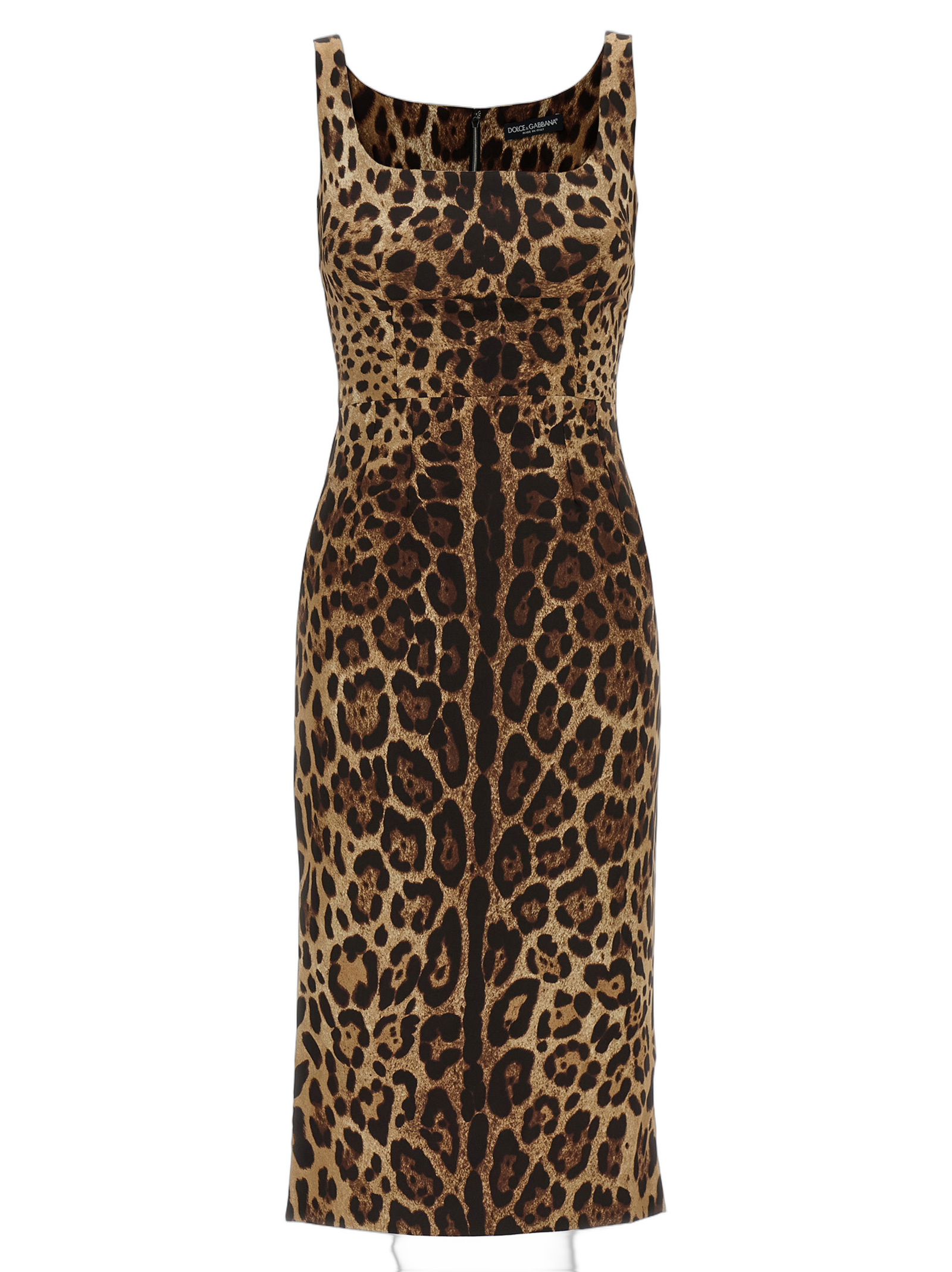 Leopard Print Silk Charmeuse Dress — Brown