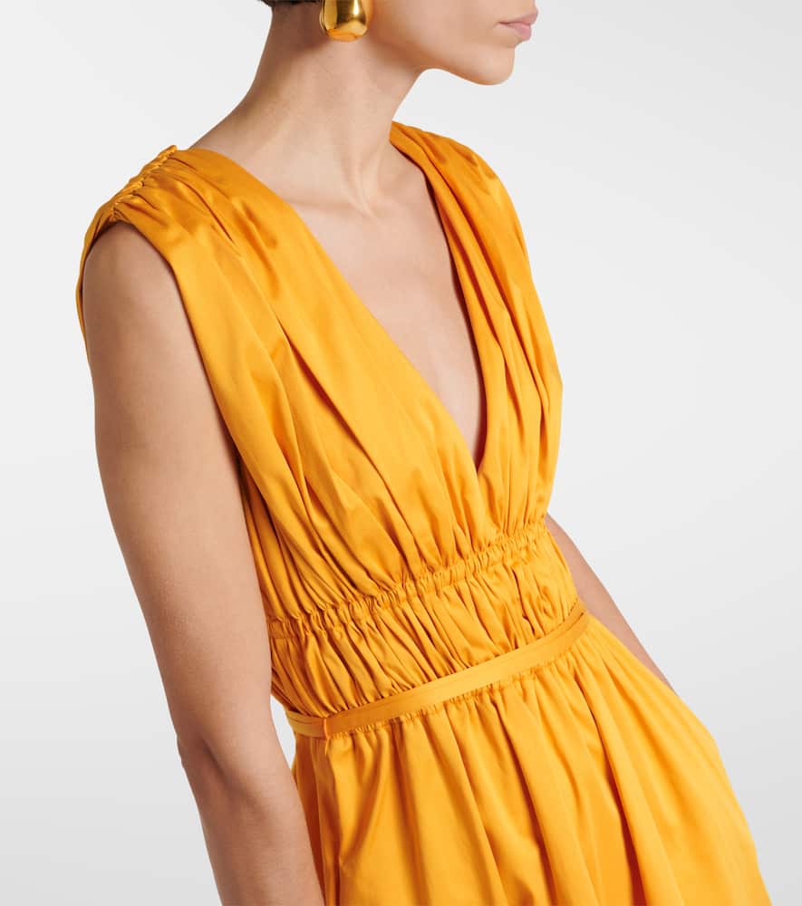 Fiona ruched cotton-blend midi dress