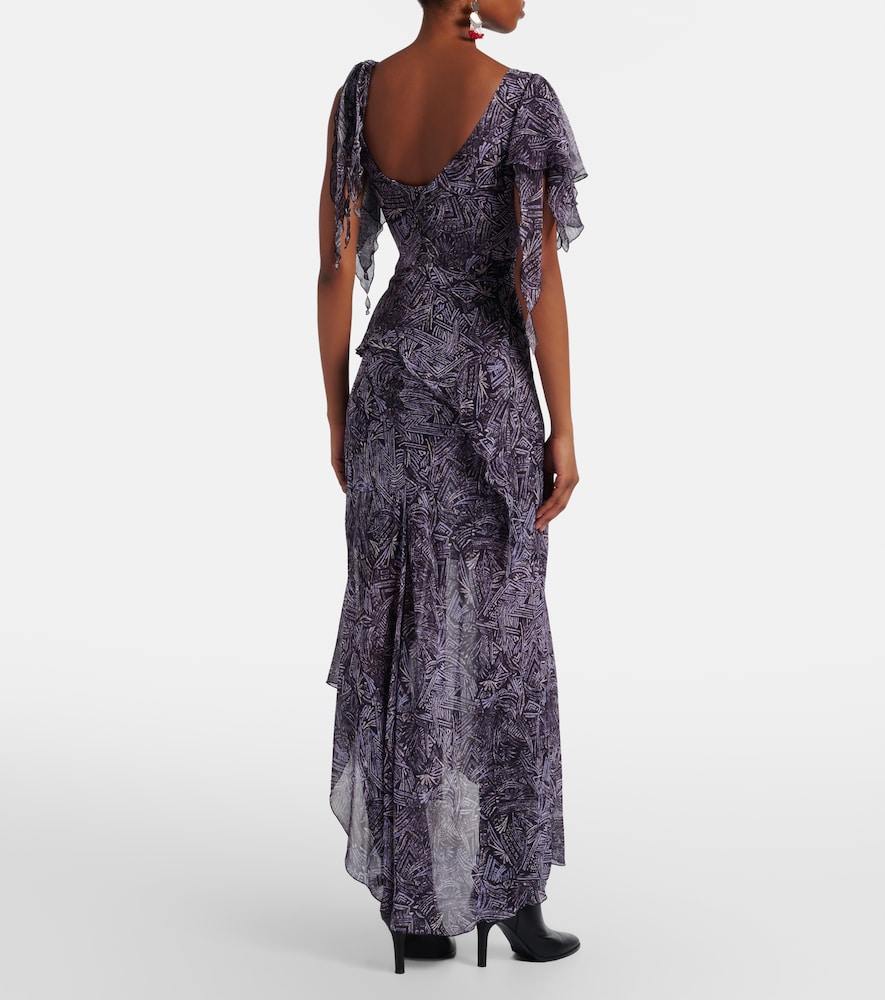Tylena printed silk georgette ruffled midi dress