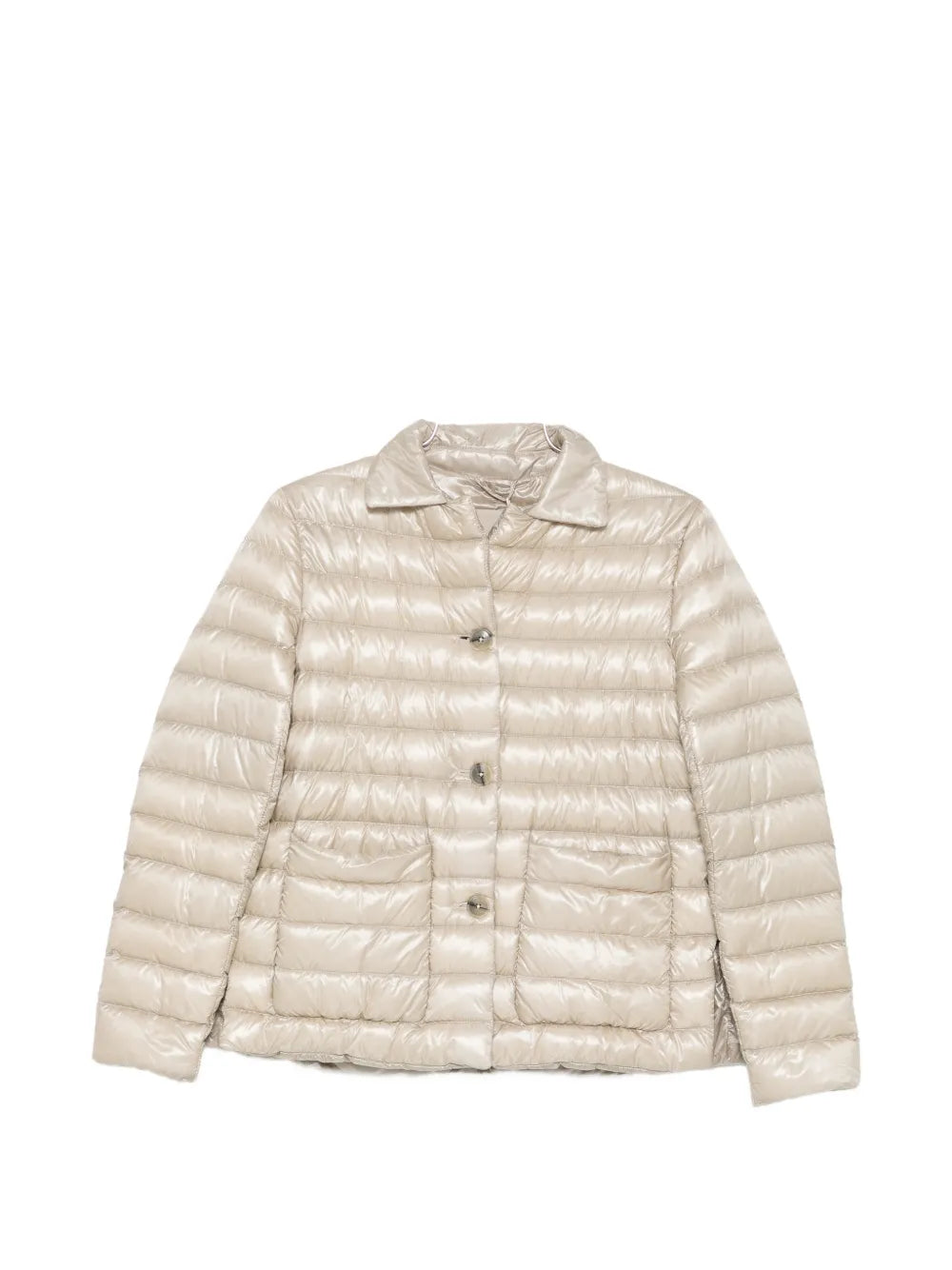 Quilted Down Down Jacket — Beige