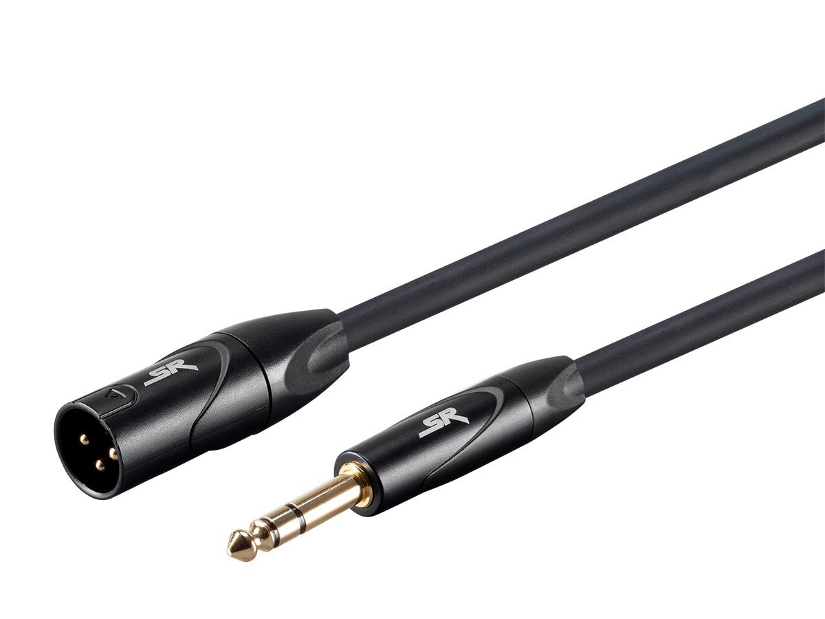 Stage Right by 15ft XLR Male to 1/4inch TRS Male 16AWG Cable (Gold Plated)