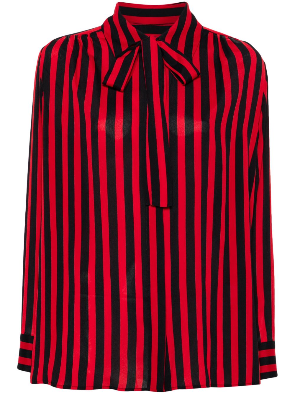 Tie-neck striped shirt - Black