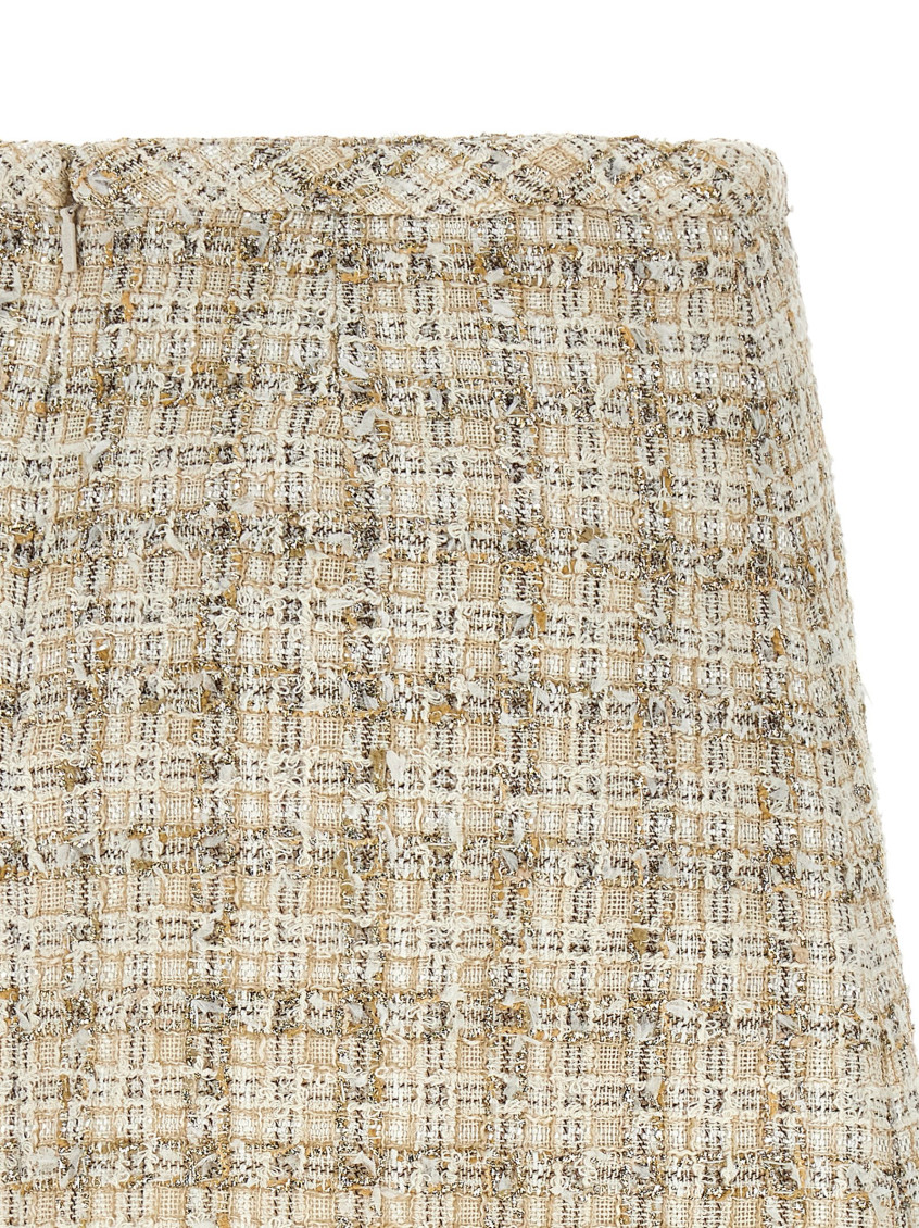 Beige Skirt With Medusa Head Hook In Tweed Woman