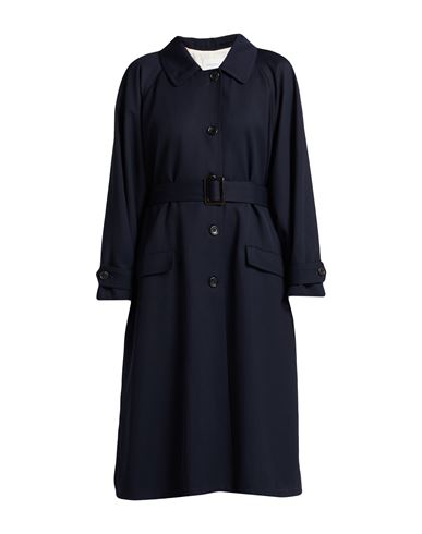 Woman Coat Navy Size 6 Polyester, Virgin Wool