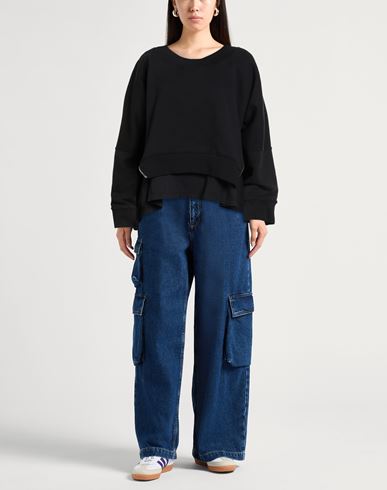 Woman Sweatshirt Black Size M Cotton