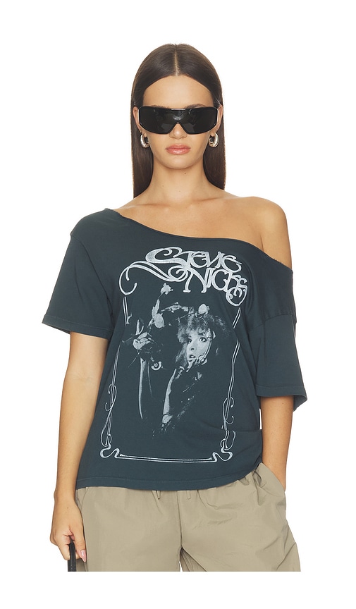 DAYDREAMER Stevie Nicks Bella Donna Off The Shoulder Tee in Black. XS. Also in S, M