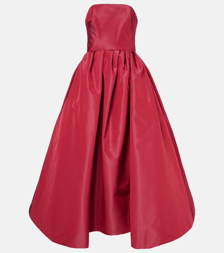 Strapless belted silk cocktail dress