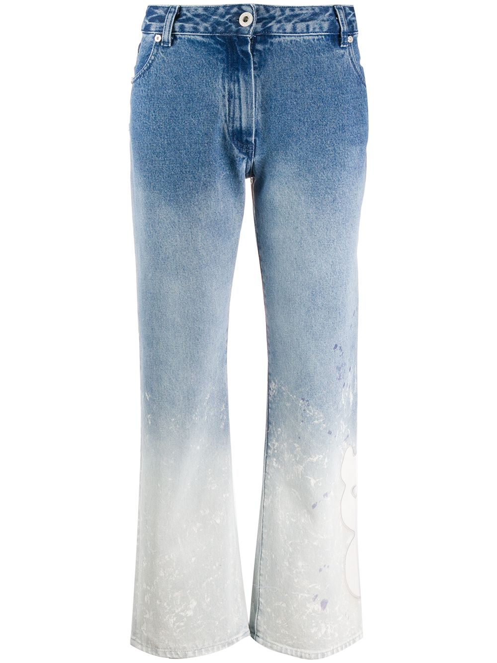 Bleach effect straight jeans - Blue