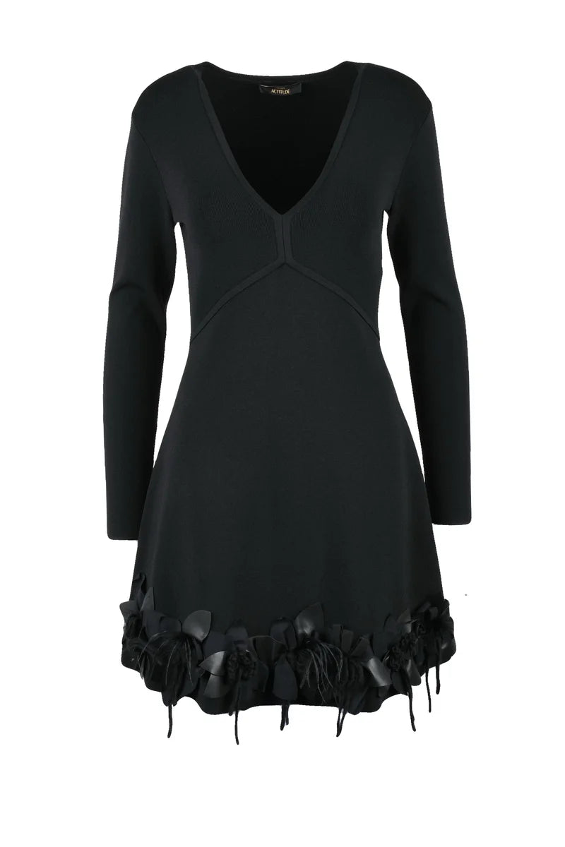 Knitted Flared Dress - Black