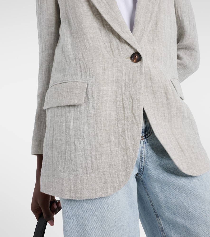 Oversized V-neck linen-blend blazer