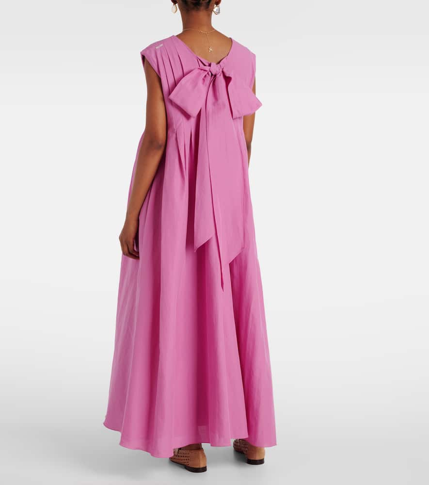 Piega ramie and cotton pleated maxi dress