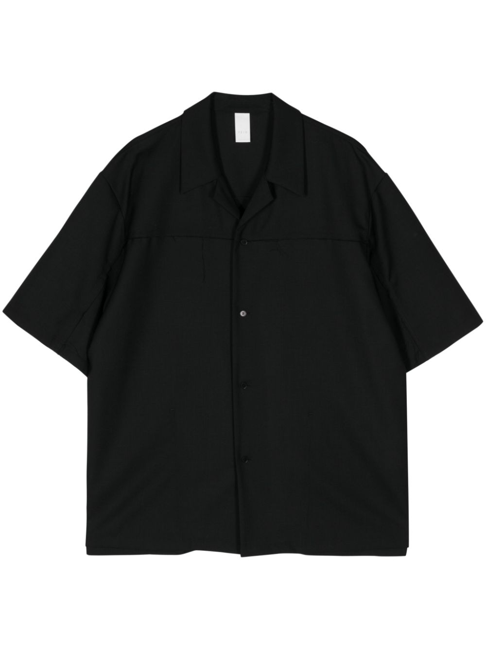 Short-sleeve wool shirt - Black