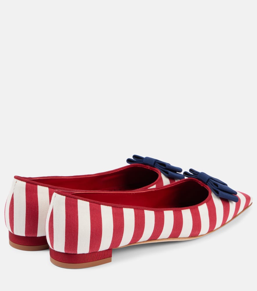 Manolo Blahnik Reador bow-detail striped ballet flats
